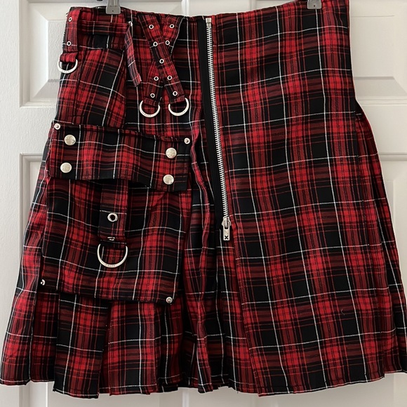 Down from $240TRIPP midi skirt plaid w/pockets, snaps, zippers, pleats, grommets - Picture 10 of 16